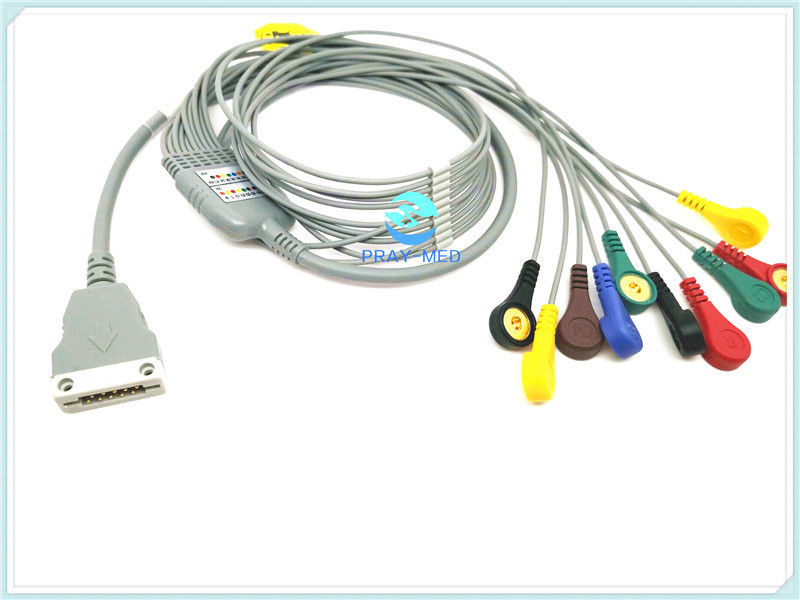 Copper Conductor ECG Patient Cable , TPU ECG Holter Cable 10/12 Lead With Snap