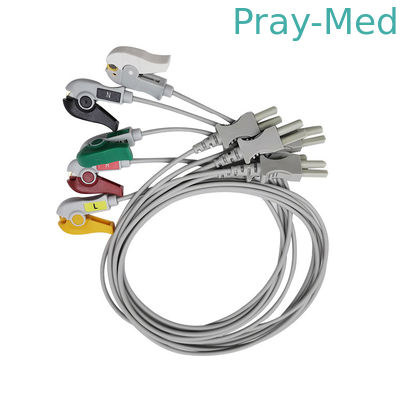 Серый цвет 0.9m куртки кнопки/зажима TPU Leadwire руководства ECG Spacelabs 5 700-0007-08 700-0006-08