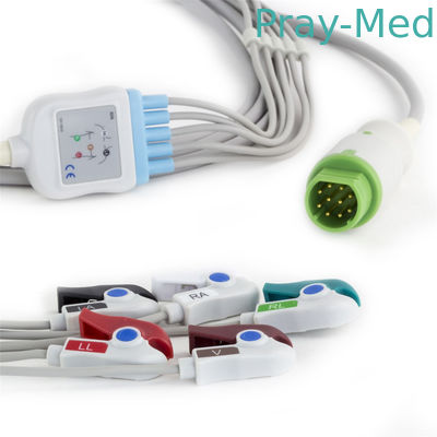 Кабель руководства ECG Сименс Drager 5 терпеливый для контактного разъема терпеливого монитора 10 с щипком/щелчковым концом