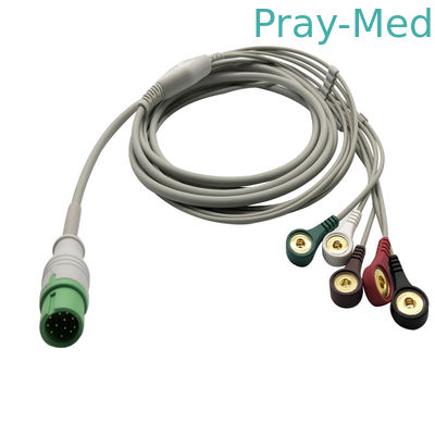 Кабель и Leadwires руководства 12pins 5 ECG серого цвета C30 C40 3.6m для Comen