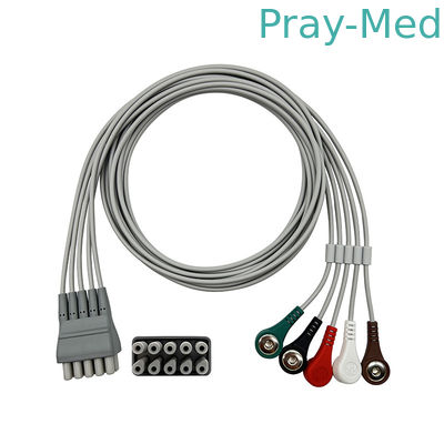 Валлийское руководство Allyn ECG установило 5 контактный разъем 9293-059-50 близнеца кнопки серый TPU провода